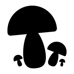 Mushroom icon. Poisonous and edible mushroom black silhouette. Vector isolated on background.