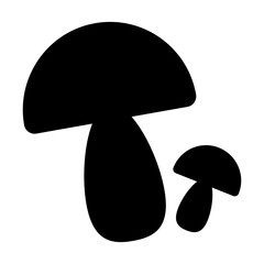 Mushroom icon. Poisonous and edible mushroom black silhouette. Vector isolated on background.