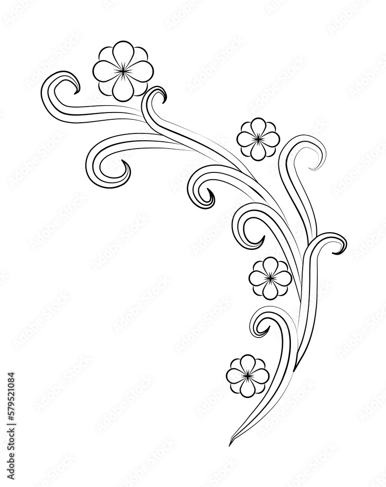 Sticker decorative flowers, hand draw