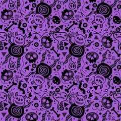 Cartoon monsters seamless devil halloween aliens pattern for kids clothes print and wrapping paper and fabrics