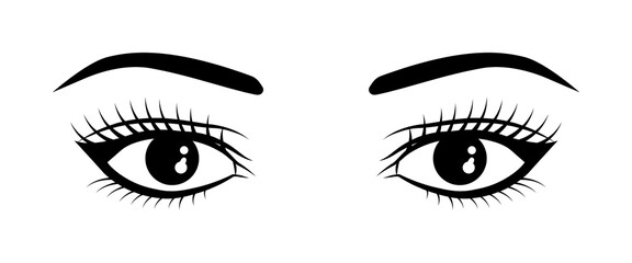 Realistic woman eyes black and white