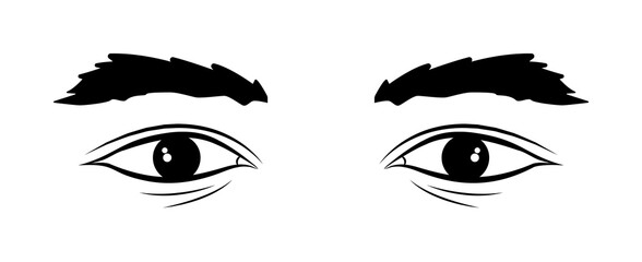 Realistic man eyes black and white