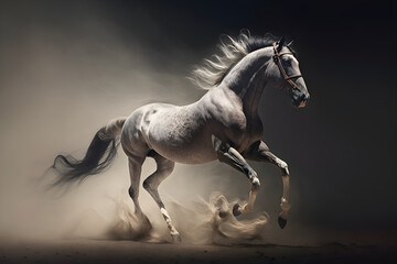 Running beautiful white horse