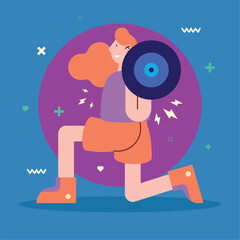 redhead woman lifting weight