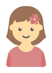 Fototapeta premium avatar of girl with flower in hair colored icon