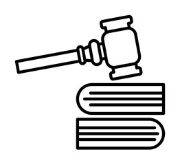 Gavel, books icon illustration design art
