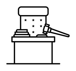 Judge chair, gavel icon illustration design art