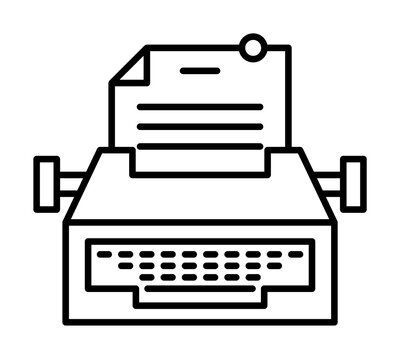 Typewriter, paper icon illustration design art