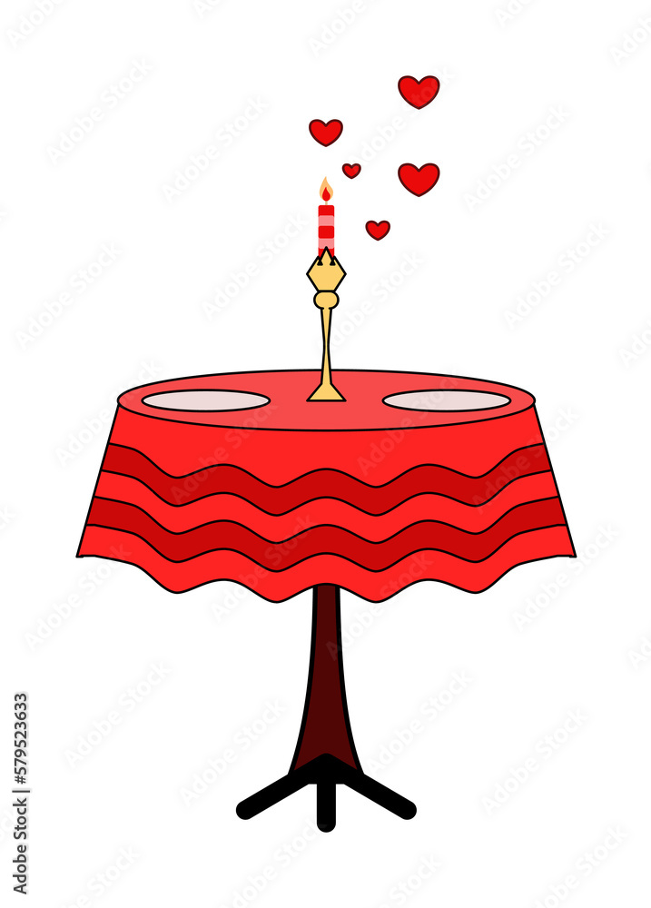 Poster table, candle, two, reserved, valentine s day icon