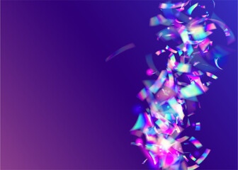 Cristal Background. Falling Sparkles. Glamour Art. Purple Shiny Effect. Laser Burst. Iridescent Tinsel. Digital Foil. Metal Vaporwave Backdrop. Violet Cristal Background