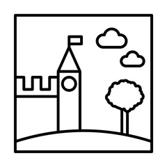 castle outline icon illustration design art