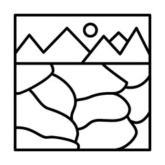desert and mountains outline icon