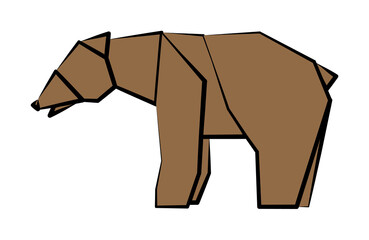 bear colored origami style icon