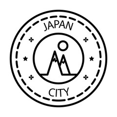 Passport stamp, visa, Japan, Japan city icon