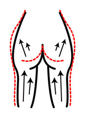 Buttock lift, woman icon illustration design art