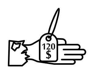 Beggar with tag icon illustration design art