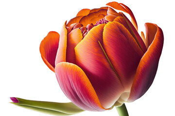 isolated beautiful deep red, white, purple tulip flower photo, png, transparent background, spring, summer, floral, vertical, horizontal, up close, blossom, generative ai