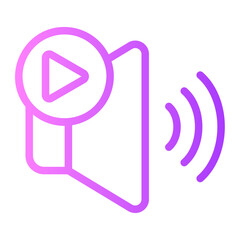 video and audio gradient icon