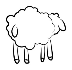 sheep from behind icon in sketch style