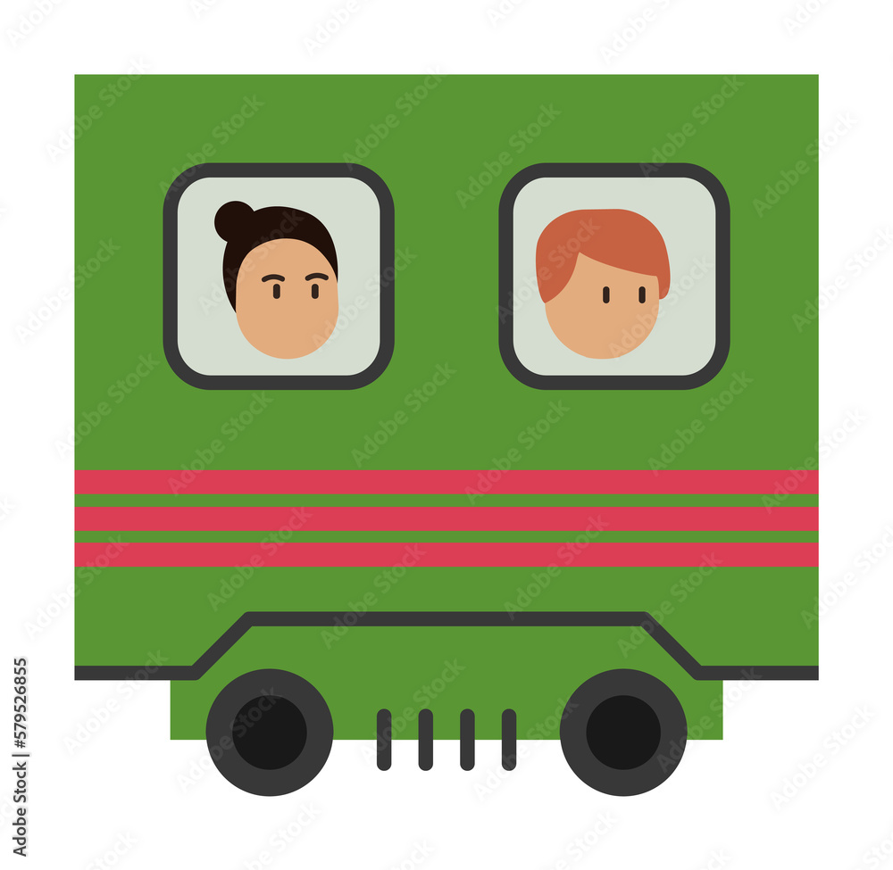 Poster Train, woman, man cartoon icon