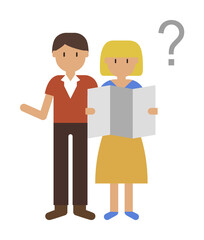 Obraz premium Map, question, tourists cartoon icon