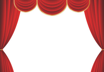 赤い幕　赤いカーテン　赤い幕の舞台　ヨコ