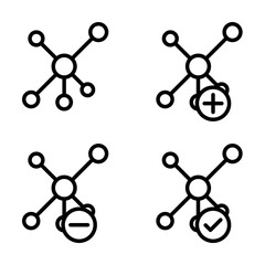 molecules, plus, check, minus sign icons