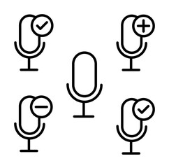 microphone, plus, remove, minus sign icons