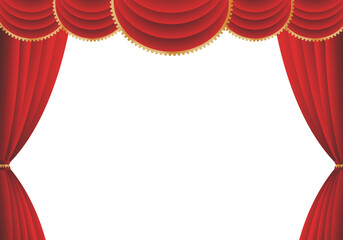 赤い幕　赤いカーテン　赤い幕の舞台　ヨコ
