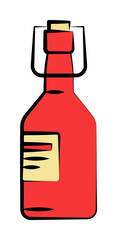 glass bottle of beer colored sketch style icon
