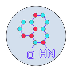 Biotechnology, atom, molecule in badge icon