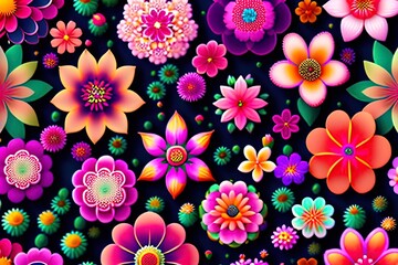 Floral pattern, Seamless pattern with flowers, Exotic flowers, Floral background, Generative AI