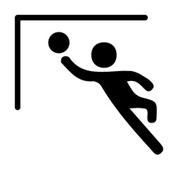 Goalkeeper jumps to ball icon illustration design art