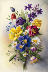 A beautiful bouquet of bright spring flowers.