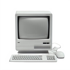 an old computer isolated, transparent background