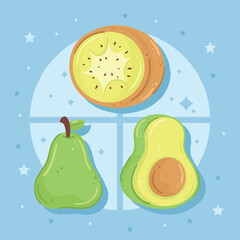 three fruits healthy food