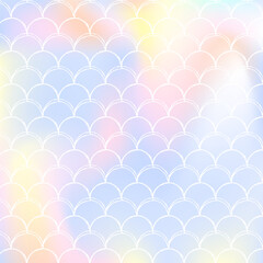 Holographic scale background with gradient mermaid.