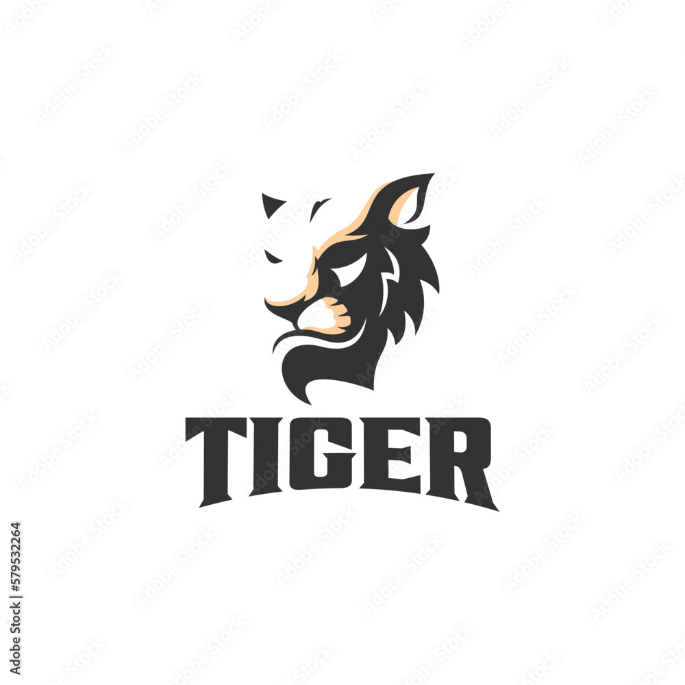 Sticker head tiger logo vector illustration