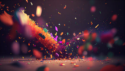 Sprinkled paper confetti celebration background. Generative AI illustration
