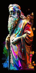 Abstract art of Moses posing in profile. Generative AI Vertical illustration