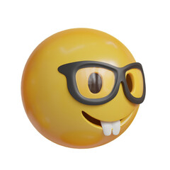 Nerd face expression 3D Emoji from side angle