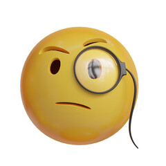 Fototapeta premium Monocle 3D Emoji from front angle