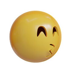 Happy smooch expression 3D Emoji from side angle