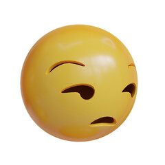 Dissatisfied expression 3D Emoji from side angle