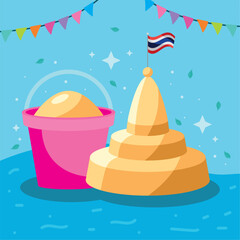 songkran pyramid and sand bucket