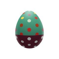 Illustration of a bicolor Spotted Easter Egg in Retro Style. Dotted Easter egg in 1980s style on a transparent background. PNG element for your holiday creativity.