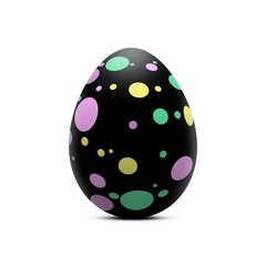Illustration of Dotted Easter Egg. Black Easter egg with multicolored dots isolated on transparent background. Stylish PNG design element for your holiday creativity.