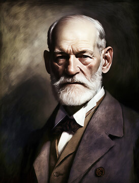 Painted portrait of Sigmund Freud - generative ai