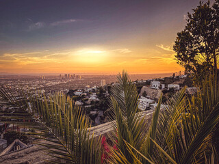 Sunset view from Hollywood Hills, Los Angeles CA 