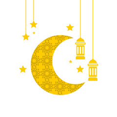 ramadan kareem mosque and lantern illustration with moon and star islamic